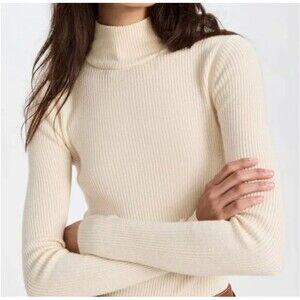 AYR Women's Visionary Mock Neck Sweater size L NWOT Wool Blend Cream Old Money